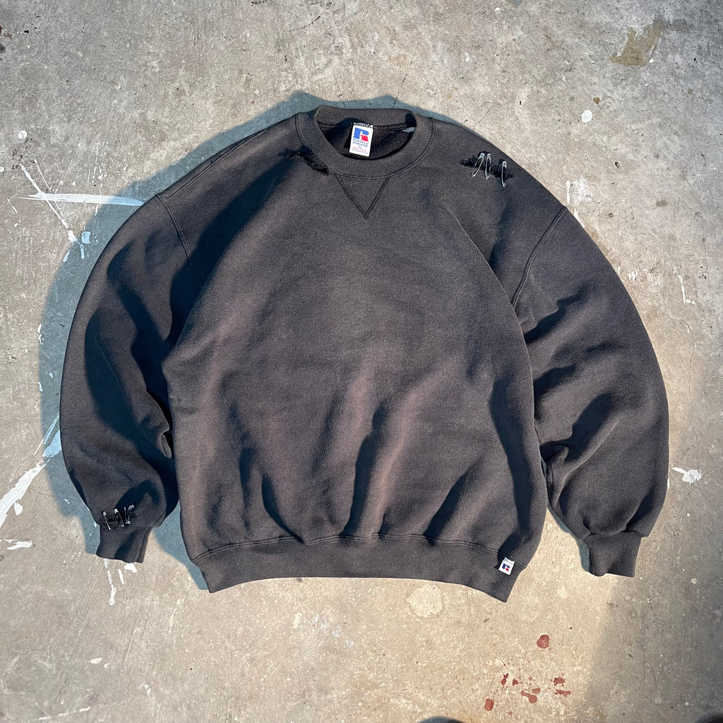 Vintage Faded and Distressed Russell Crewneck Black Blank