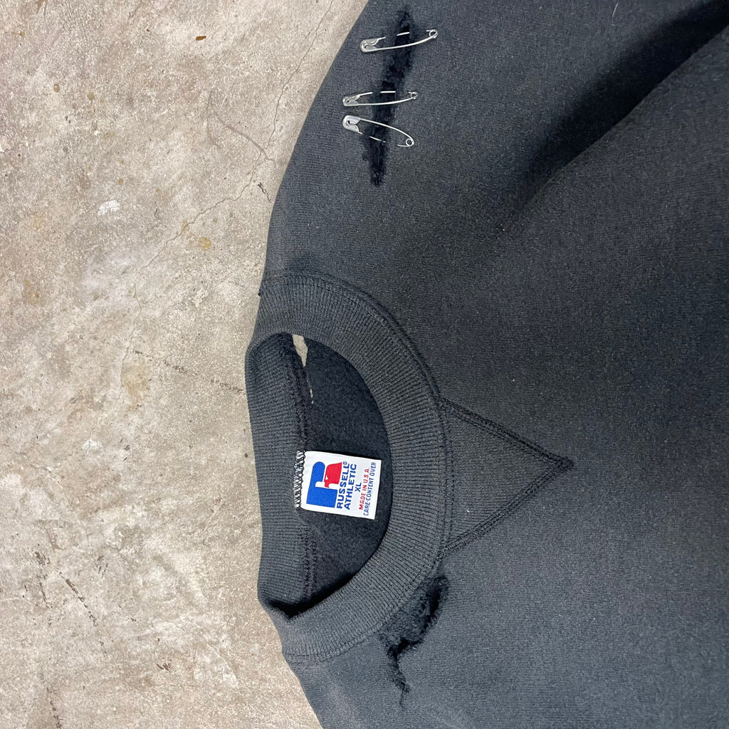 Vintage Faded and Distressed Russell Crewneck Black Blank