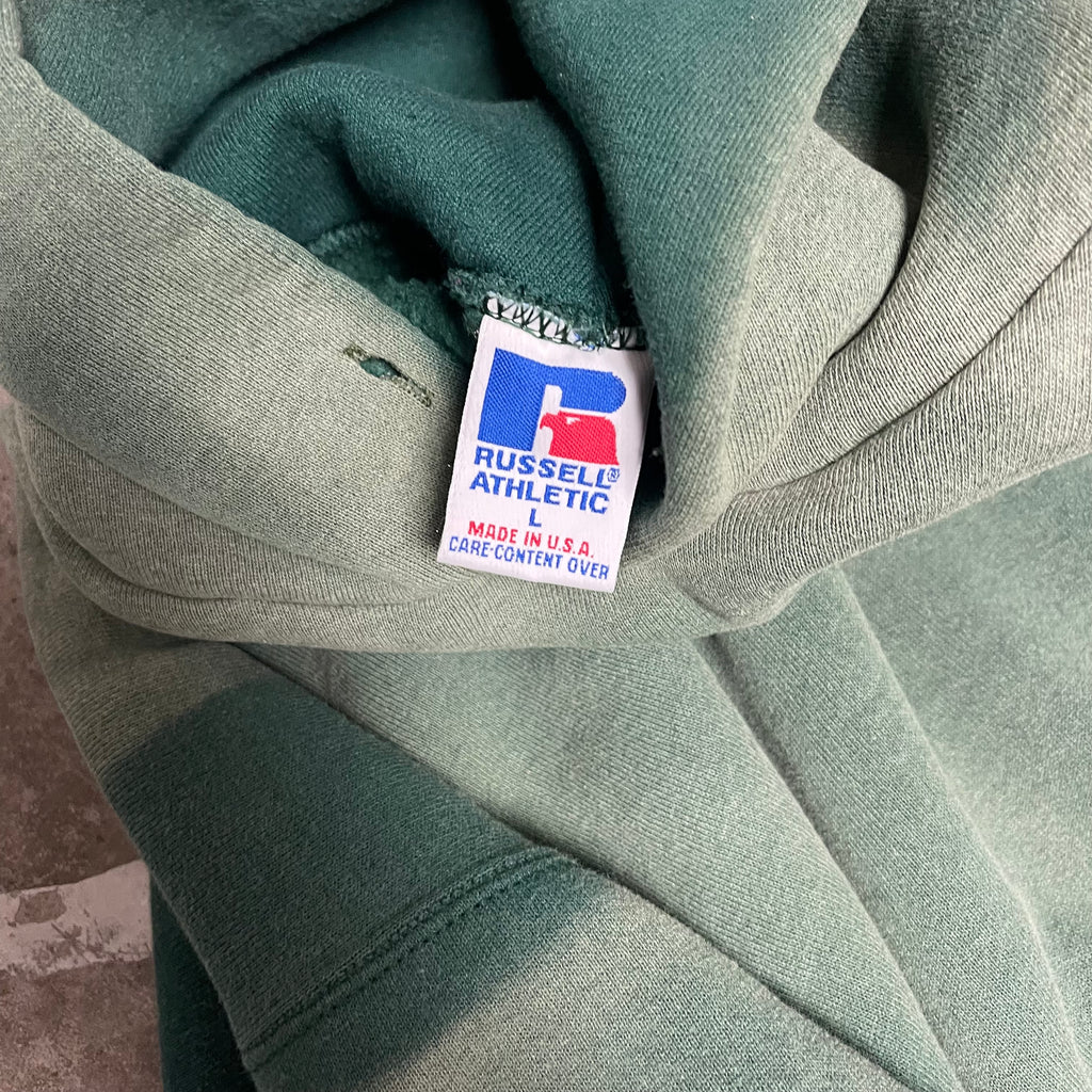 Vintage Russell Athletic Green Sun-Faded Hoodie