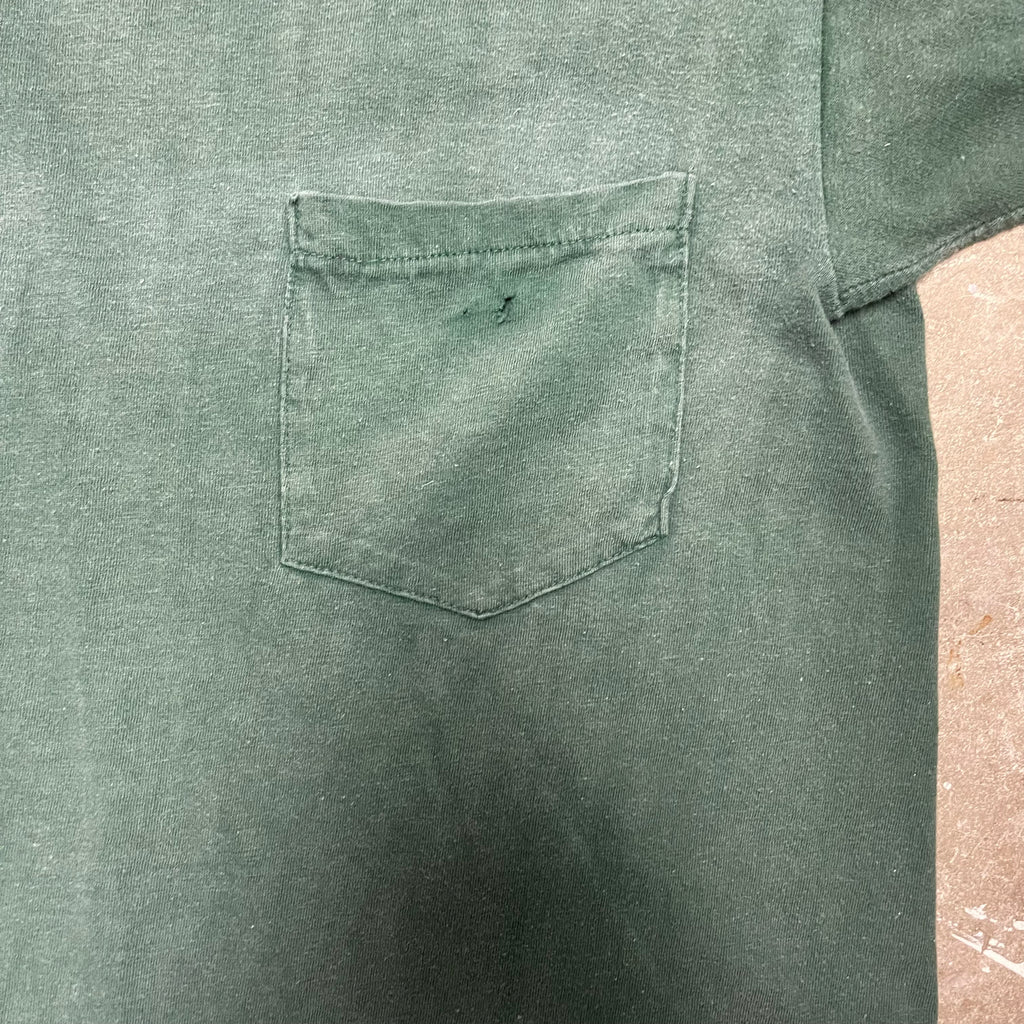 Vintage 70's  Sun-faded and Distressed Green Salvage ID Pocket T-Shirt