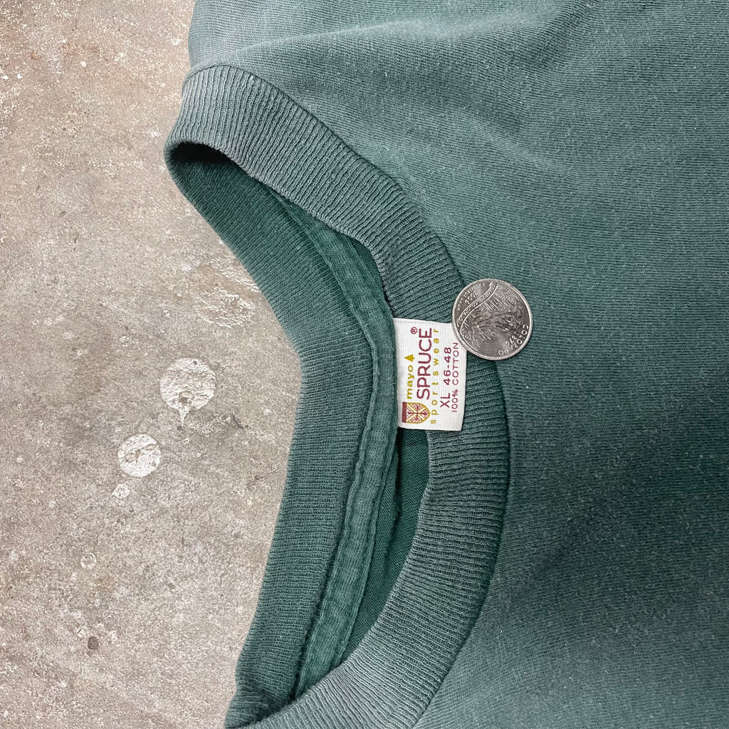 Vintage 70's  Sun-faded and Distressed Green Salvage ID Pocket T-Shirt