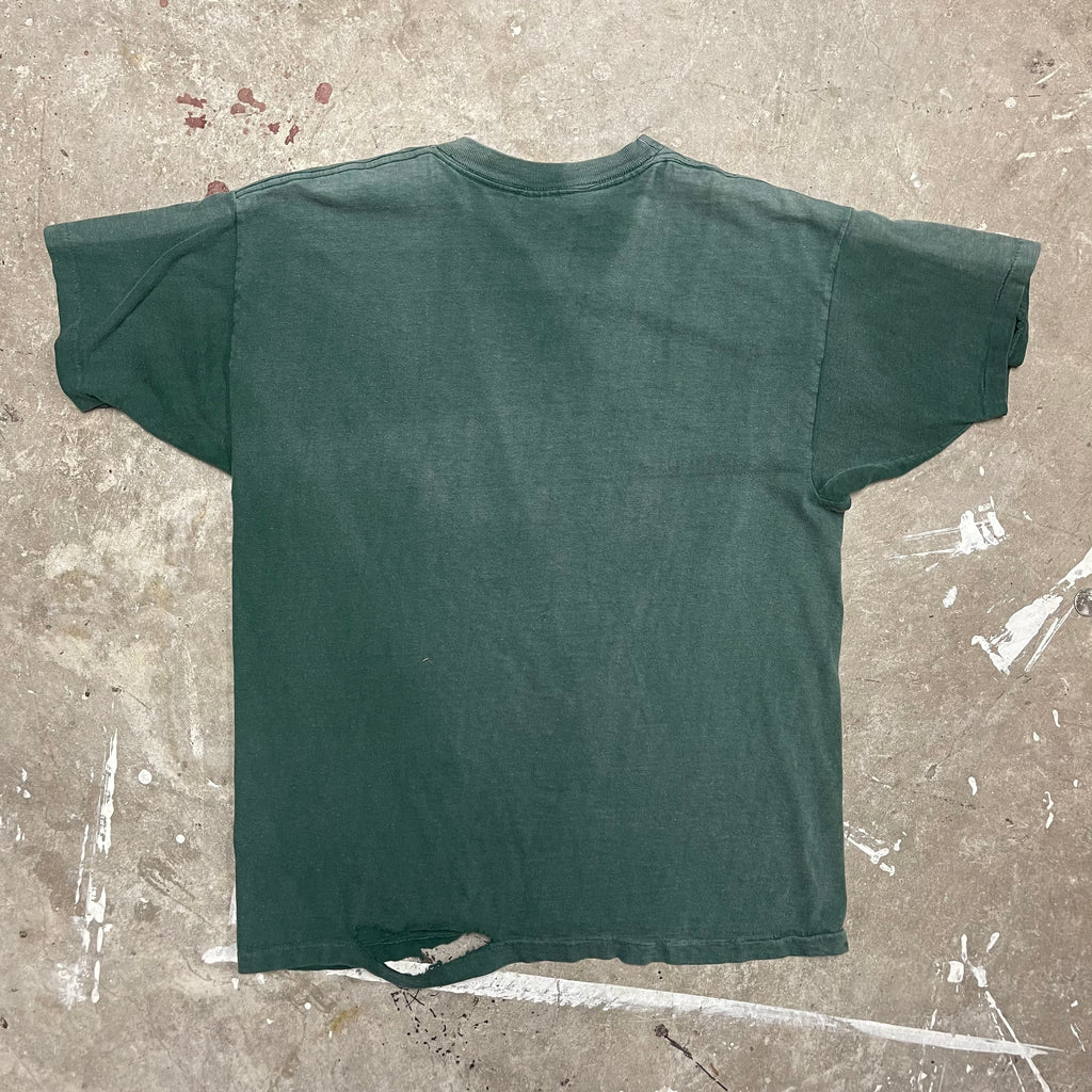 Vintage 70's  Sun-faded and Distressed Green Salvage ID Pocket T-Shirt